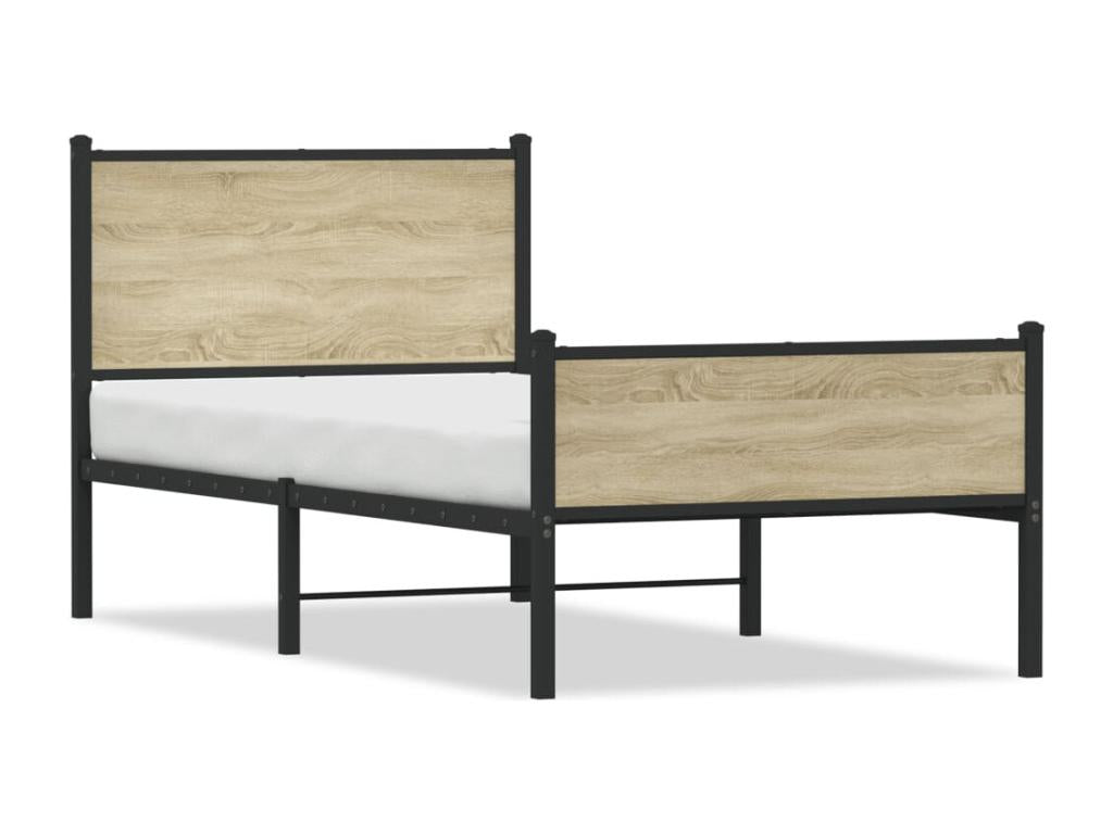 Metal bed frame without mattress, oak finish, 90x190 cm, MGRK97801