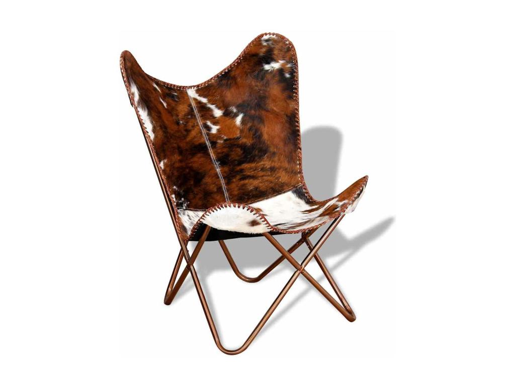 Brown and white cowhide leather chair ATMQ27403