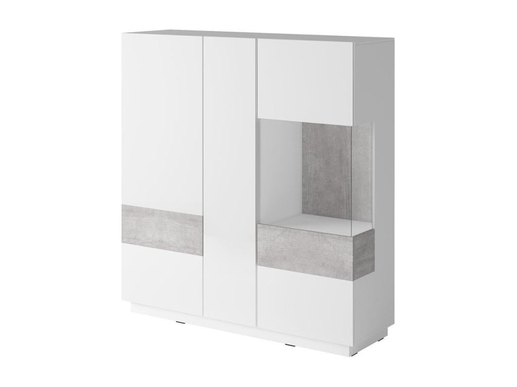Three-door tall sideboard - White and grey - Designer style DZXF26981