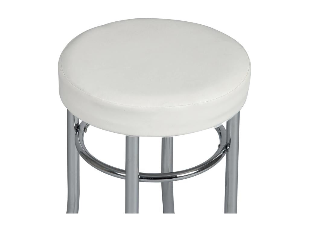 Elariva - Chrome Steel and White Faux Leather Stool URGU88804