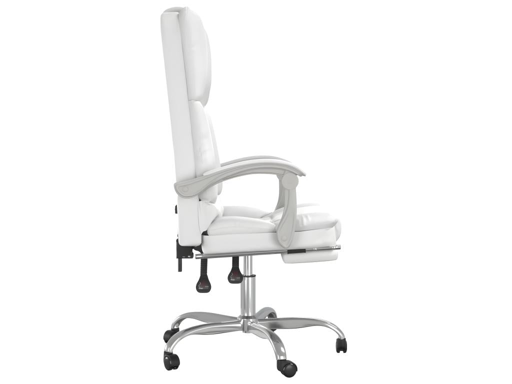 White Faux Leather Reclining Office Massage Chair TFCK26517