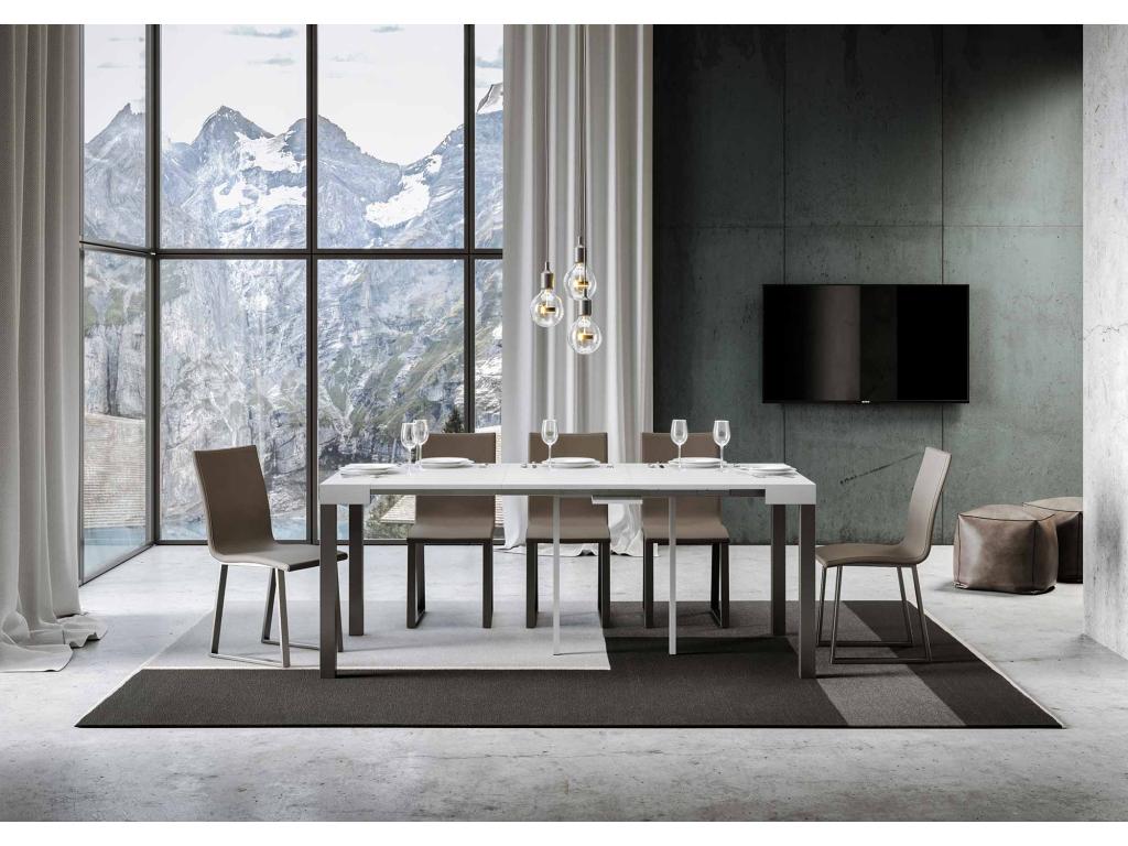 Extendable console table 90x40/196 cm Everyday Small White Ash with Anthracite frame YSND87996