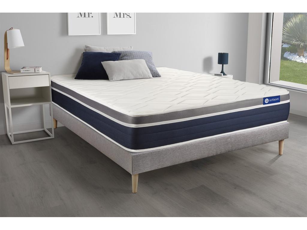 COMFORT Set: Latex Memory Foam Mattress 200x200 cm, Extra Thick, 7 Comfort Zones, Grey Slatted Base YNRU15801