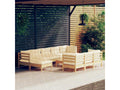 11-piece garden furniture set with cream cushions, solid pine wood IWCQ28225