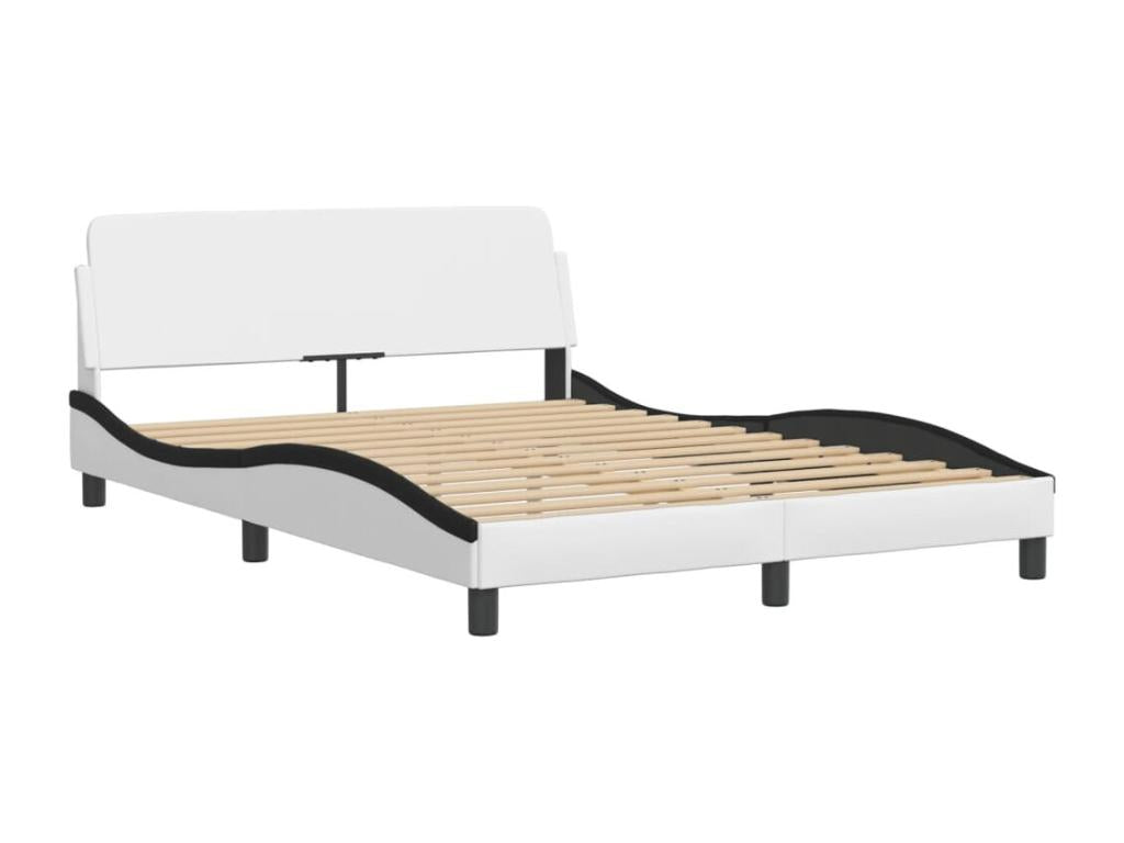 Bed with black and white mattress 140x200 cm faux leather YPDB28962