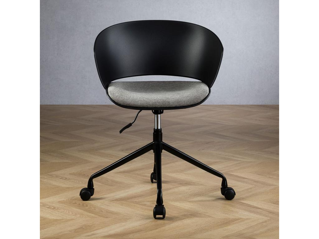 Modern style height-adjustable swivel office chair with fabric seat cushion on black UUCR60785